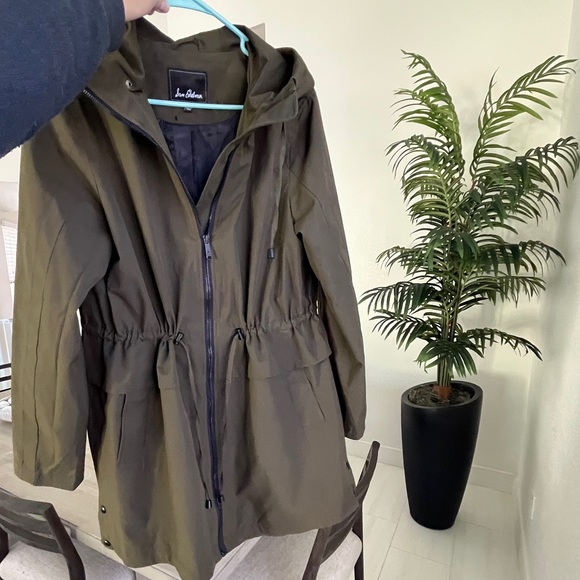 NWOT- Sam Edelman- Peplum Rain Anorak in green Size L - Picture 5 of 12